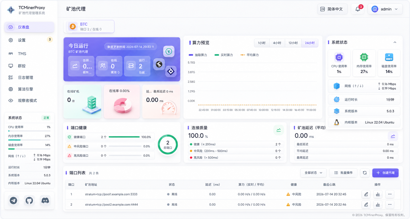 TCMinerProxy 云雾紫客户端后台预览