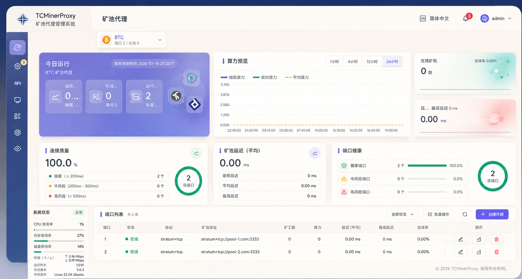 TCMinerProxy 浮光白客户端后台预览