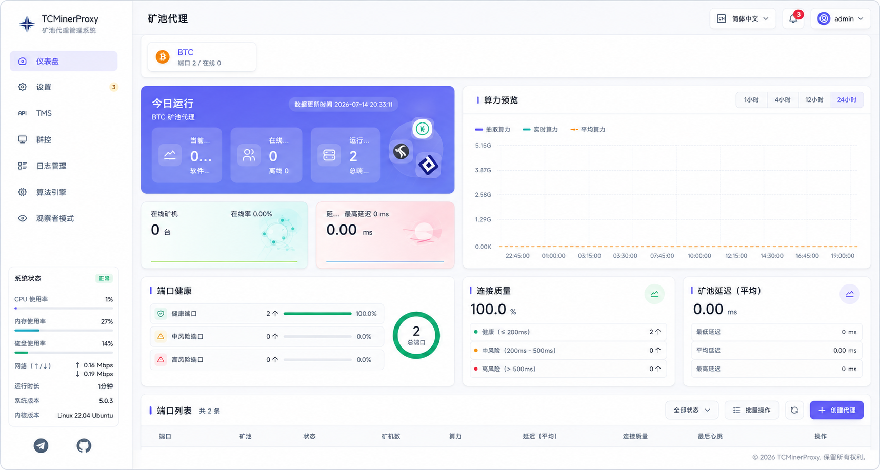 TCMinerProxy 柔光紫客户端后台预览